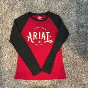 Ariat Women’s Long Sleeve Raglan Dark Pink and Charcoal Gray Long Sleeve Tee